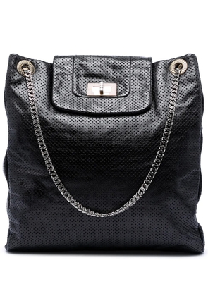 CHANEL Pre-Owned 2008-2009 Perforated Crackled Metallic Calfskin Drill tote bag - Black