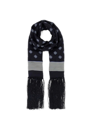 BODE Foyer Diamond fringed scarf - Blue