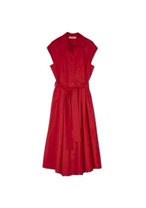 MOUTAKI belted button-up midi dress - Red