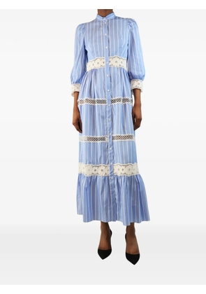 SANDRO lace-trim striped maxi dress - Blue