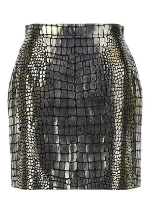 Roberto Cavalli crocodile-effect leather mini skirt - Silver