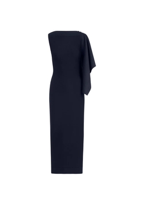 Oscar de la Renta hibiscus brooch knit dress - Blue