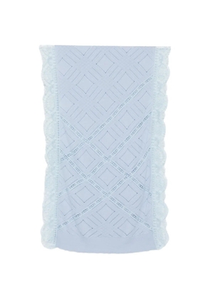 Ermanno Scervino lace-trim diamond-pointelle scarf - Blue