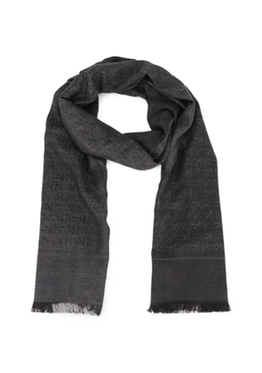 Isaia monogram-pattern frayed scarf - Black