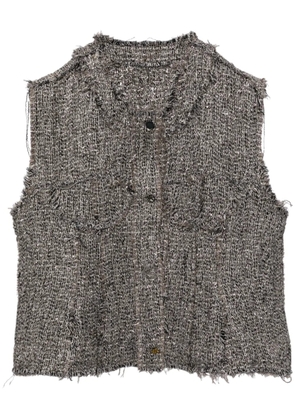 JNBY jacquard collarless cropped vest - Silver