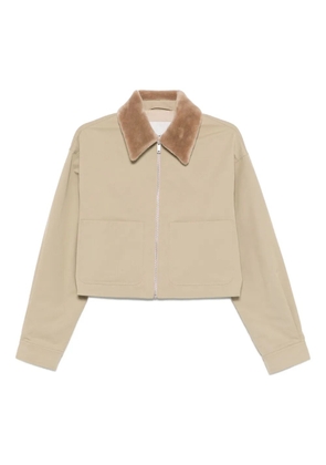 Nanushka zip-up faux fur-collar jacket - Neutrals