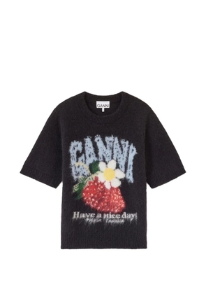 GANNI brushed short-sleeve sweater - Black