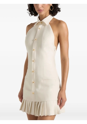 Manière De Voir Jasmine in cream halterneck pleated mini dress - Neutrals