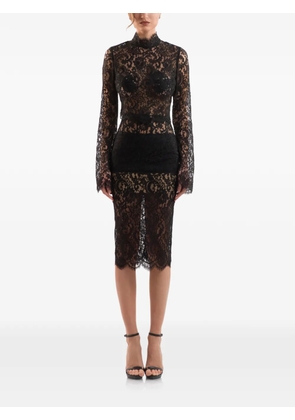 IMROSKA lace-up floral-lace blouse - Black