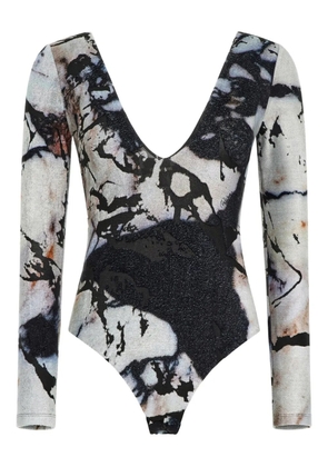 Roberto Cavalli marble-print bodysuit - Black