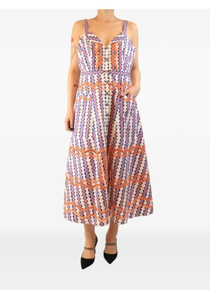 Saloni floral-print sleeveless midi dress - Neutrals
