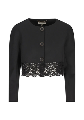 Chloé lace-trim cropped cardigan - Black