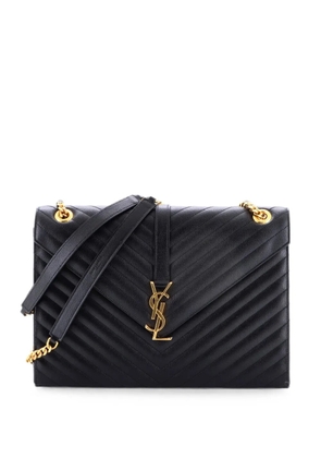 Saint Laurent Pre-Owned Classic Monogram Envelope Satchel Matelasse Chevron Leather Large shoulder bag - Black