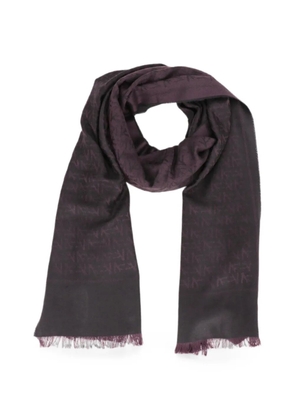 Isaia monogram-pattern frayed-edge scarf - Purple