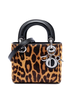 Christian Dior Pre-Owned 2014 Mini Pony Hair Leopard Print Lady Dior satchel - Brown
