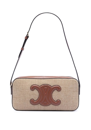 Celine Pre-Owned 2022 Canvas and Calfskin Cuir Triomphe Camera shoulder bag - Neutrals