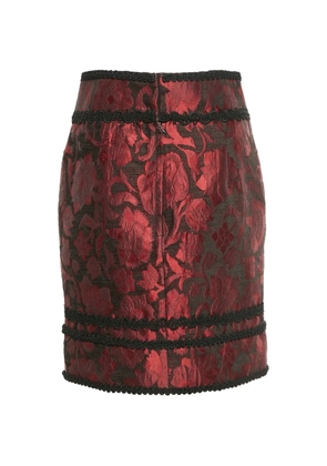 Dolce & Gabbana Pre-Owned floral-jacquard lace-trim mini skirt - Red