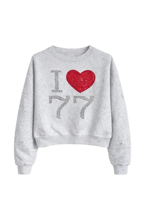 77 Studios rhinestone-embellished distressed sweatshirt - Grey