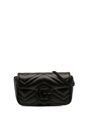 Gucci Pre-Owned 2016-2026 Mini GG Marmont Matelasse Calfskin Monochrome Flap crossbody bag - Black