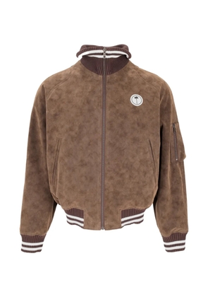 Palm Angels logo-patch suede-effect jacket - Brown