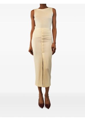 Fleur Du Mal button-down ribbed-knit midi skirt - Neutrals