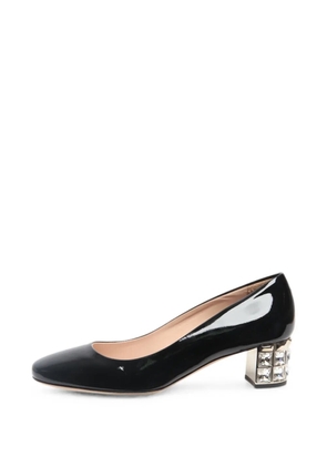 Miu Miu Pre-Owned crystal block-heel pumps - Black