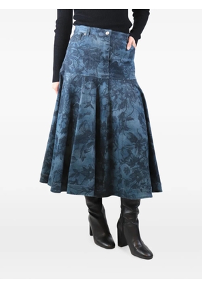 ERDEM floral-print midi skirt - Blue