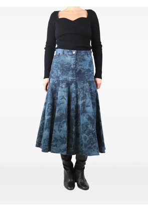 ERDEM floral-print midi skirt - Blue