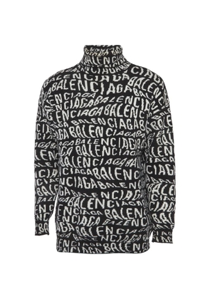 Balenciaga Pre-Owned logo wave turtleneck sweater - Black