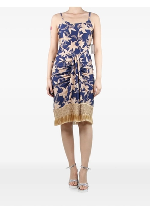 PatBO floral-print fringe dress - Blue