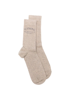 Iceberg logo-intarsia socks - Neutrals