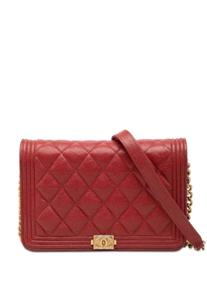 CHANEL Pre-Owned 2019 Quilted Caviar Boy Wallet on Chain crossbody bag - Red