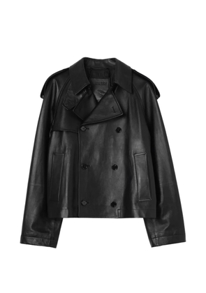 Burberry cropped leather Leadenham trench coat - Black