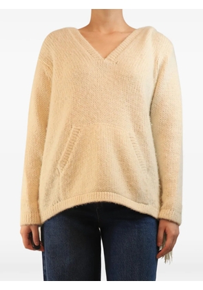 Gabriela Hearst fringed V-neck hoodie - Neutrals