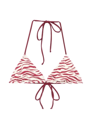 MC2 Saint Barth Leah crinkle-finish zebra-print bikini top - Red