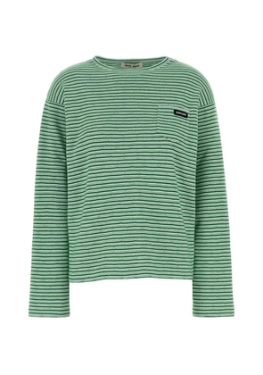 Miu Miu striped pointelle-knit sweater - Green