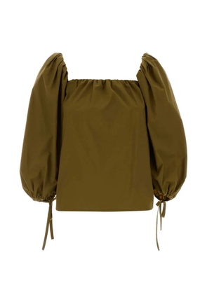 Saint Laurent puff-sleeve square-neck blouse - Green