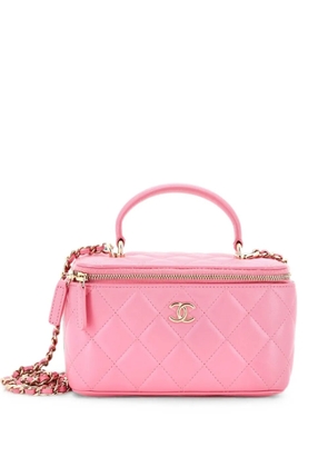 CHANEL Pre-Owned Classic Top Handle Vanity Case with Chain Quilted Lambskin Small crossbody bag - Pink