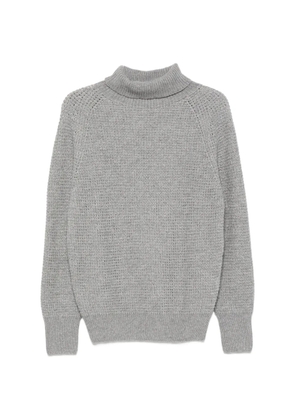 D.Exterior waffle-knit roll-neck sweater - Grey
