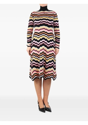 Missoni Pre-Owned zigzag-pattern turtleneck midi dress - Black