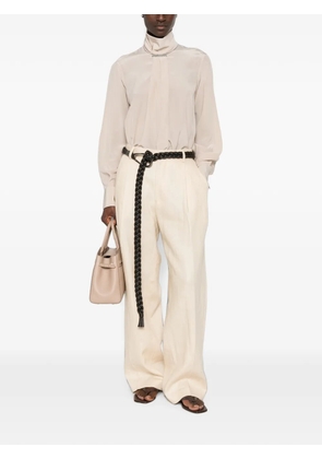 Brunello Cucinelli Monili-embellished high-neck blouse - Neutrals
