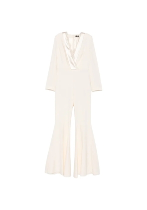 Elisabetta Franchi lace-trim satin-lapel jumpsuit - Neutrals