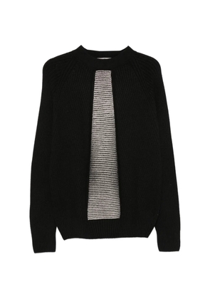 D.Exterior ribbed-knit metallic-panel sweater - Black