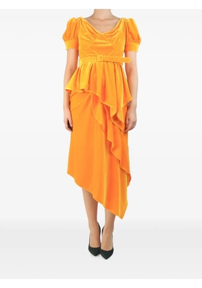 Self-Portrait velour skirt and blouse set - Orange