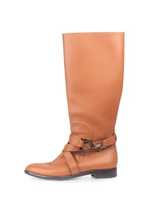 Ferragamo Pre-Owned Gancini buckle riding boots - Neutrals
