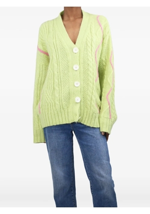 Cap cable-knit button-up cardigan - Green