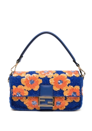 FENDI Baguette sequin-embellished floral shoulder bag - Blue