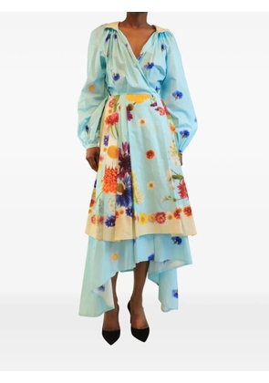 Natasha Zinko floral-print wrap maxi dress - Blue