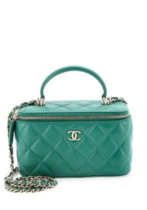 CHANEL Pre-Owned Classic Top Handle Vanity Case with Chain Quilted Lambskin Small crossbody bag - Green