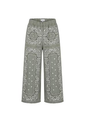 orsina bandana-print embroidered trousers - Green